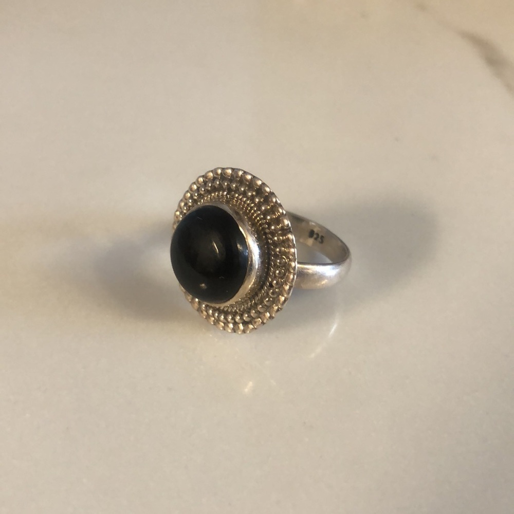Silver and Black Onyx ring.